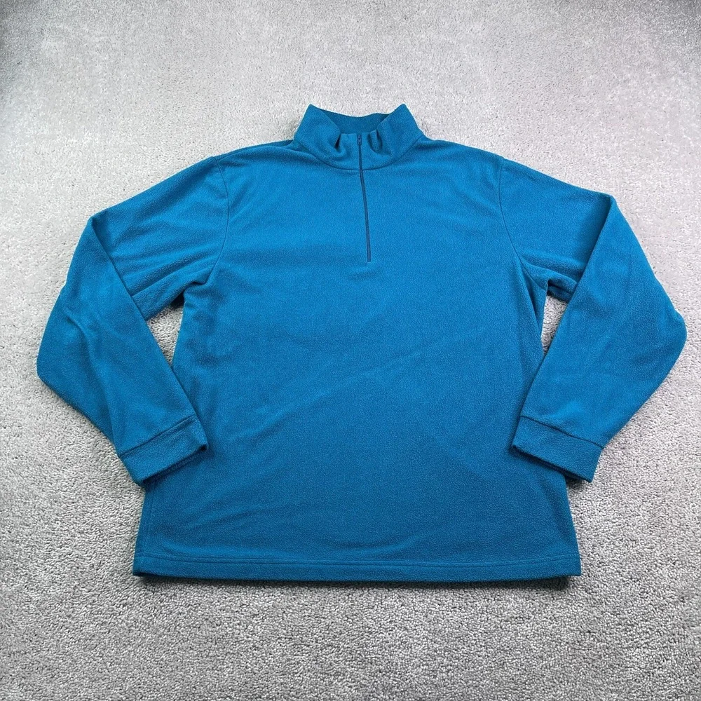 Sahalie Fleece Sweater Womens Medium Blue Butterfleece Quarter‎ Zip Pullover